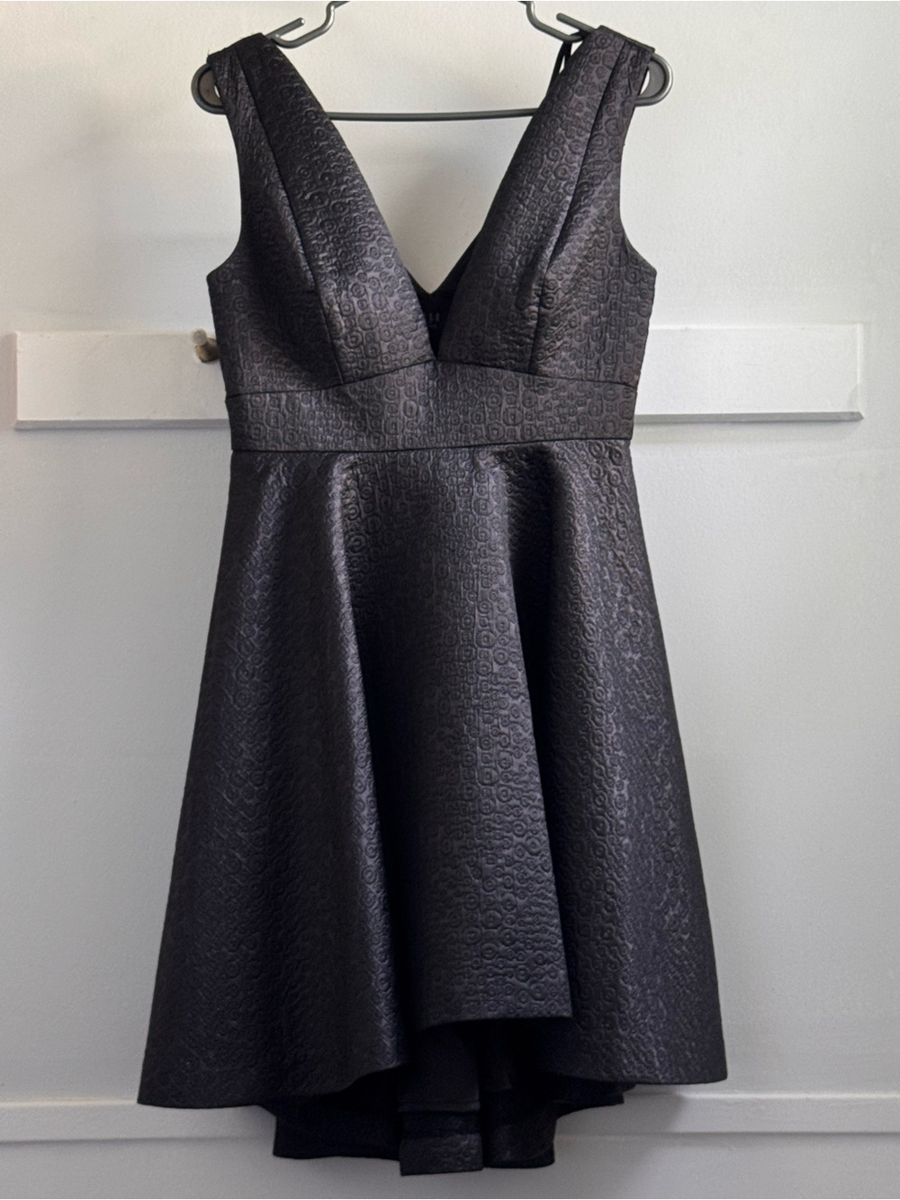 Elle Black Textured V-Neck High-Low Dress